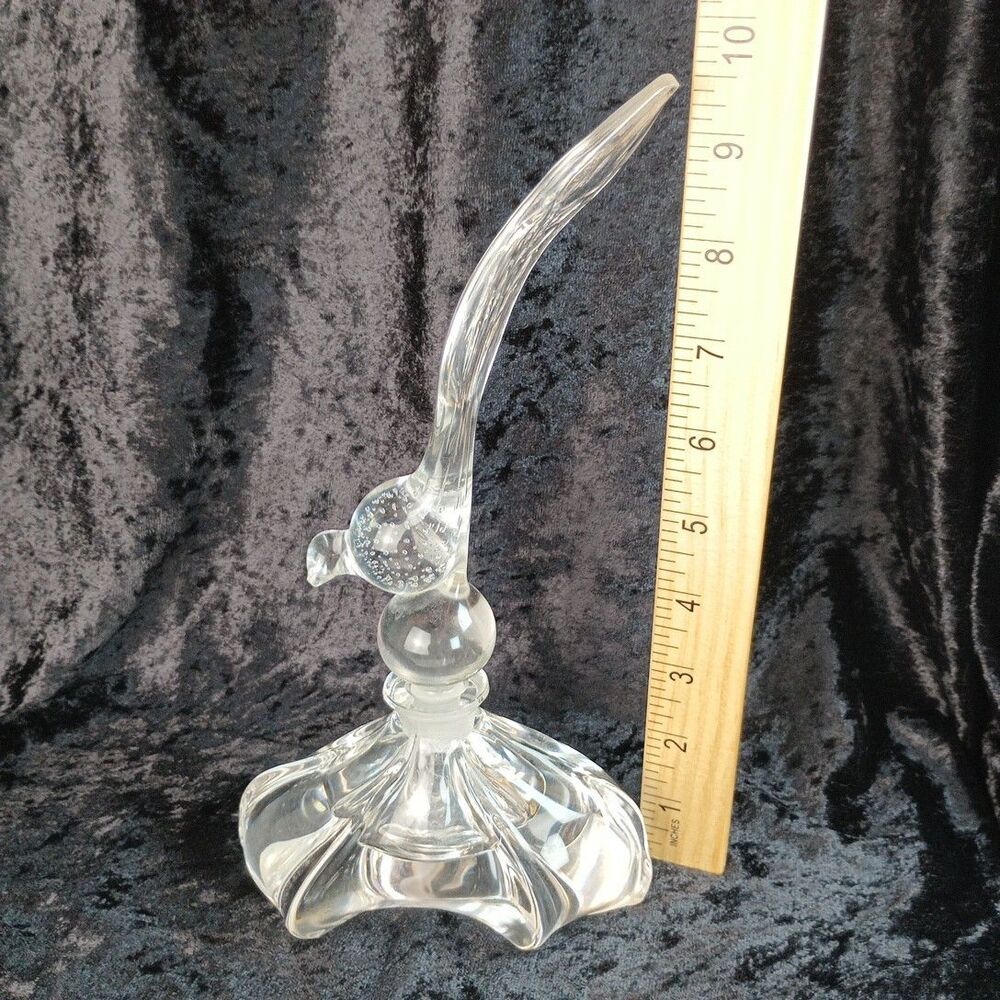 1940s Gundersen-Pairpoint Crystal Glass Perfume Bottle MCM With Pheasant Stopper - Picture 15 of 15